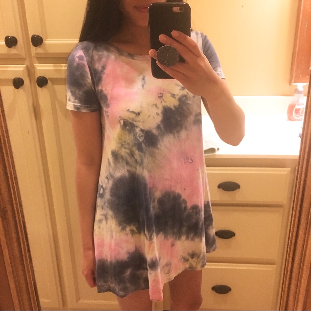 🌸 Faux Tie-dye T-Shirt Dress 🌸